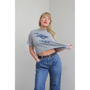1970's Vintage Sport-T "Martial Artist" Cropped T-Shirt Women's MD LG XL Unisex